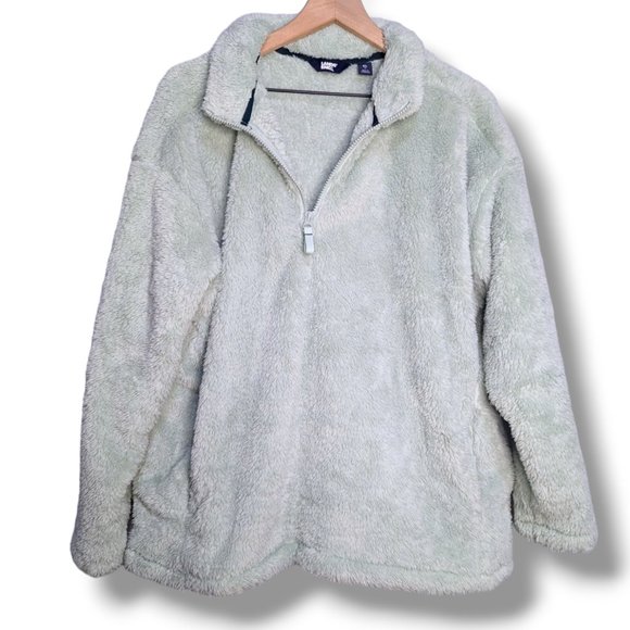 Lands End 1/4 Zip Plush Pullover Size XL Minty Light Green Sweater Womens - Picture 1 of 4